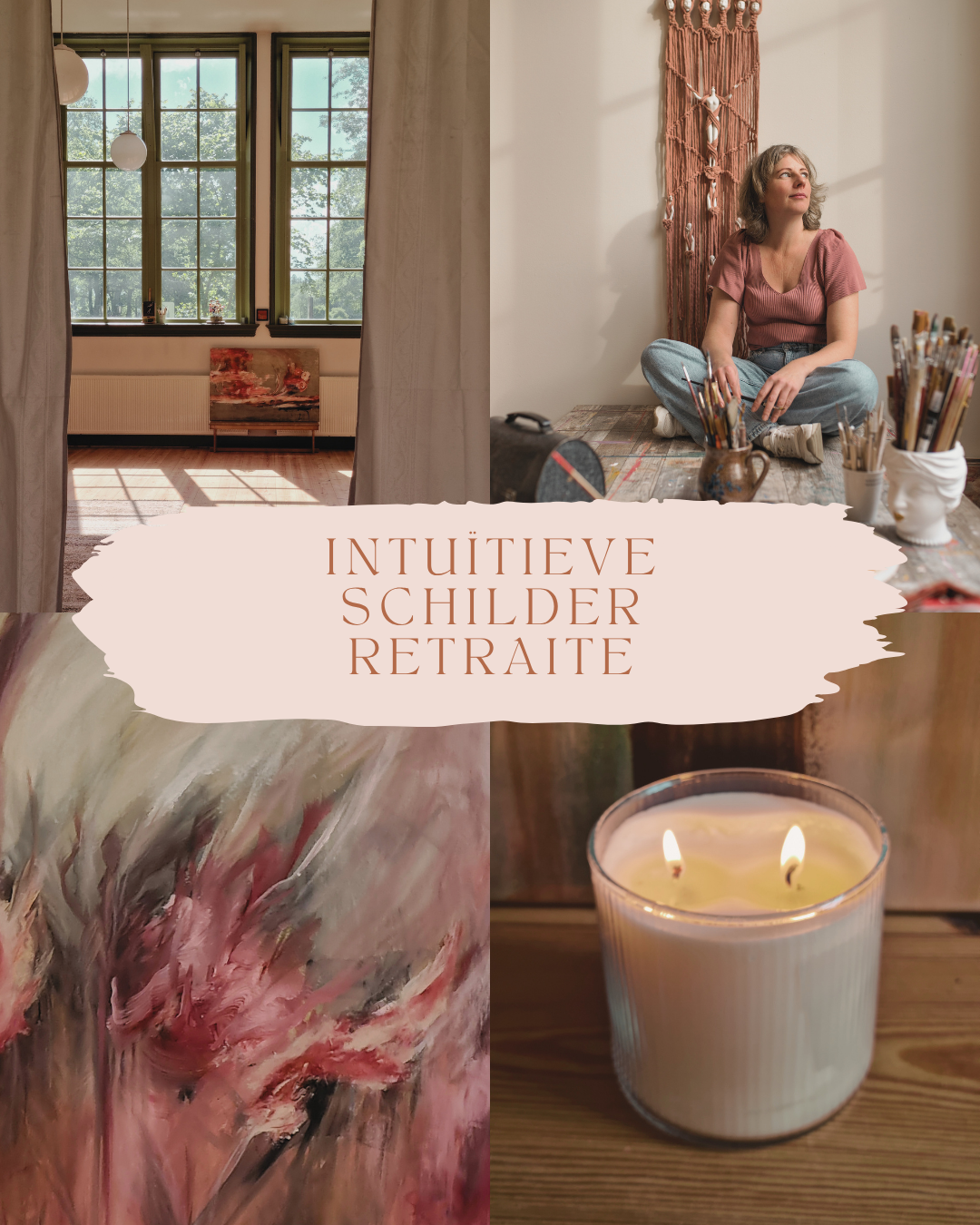 Kunstenares Adrianne Rook aan het werk in haar atelier